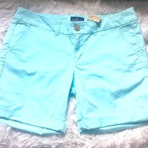 NWT American Eagle Teal Midi Length Shorts With Cuffed Bottom